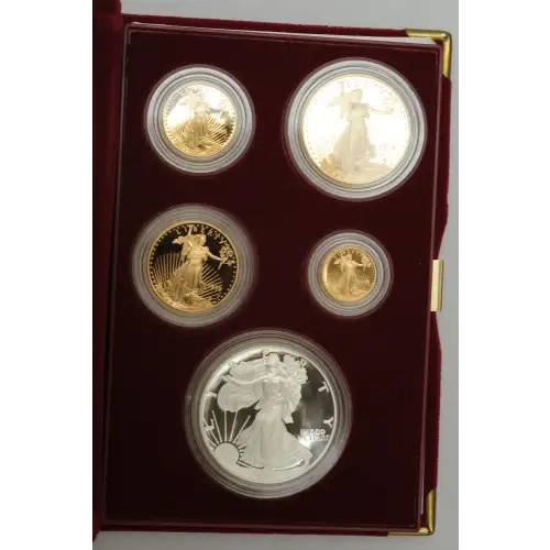 1995-W – Five Coin Set - 1/10, 1/4, 1/2, 1oz Gold, 1oz Silver Eagles   Anniversay Proof - with Original Govt Packaging (10)