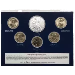 2014 Annual Uncirculated Dollar Coin Set incl W Burnished Silver Eagle - US Mint