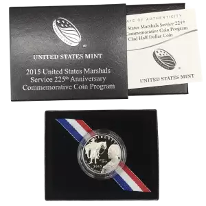 2015-S US Marshals Service 225th Proof Clad Half Dollar w US Mint OGP Box & COA