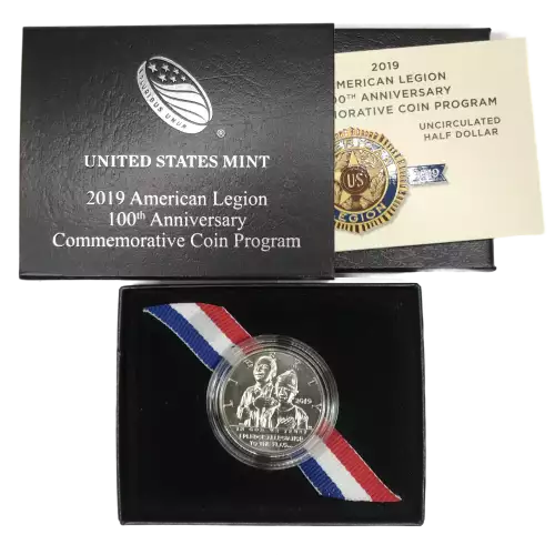 2019-D American Legion 100th Uncirculated Clad Half Dollar US Mint OGP Box & COA