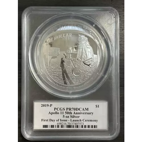 Modern Commemoratives ---Apollo 11 5oz. 2019 -Silver- 1 Dollar 