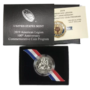 2019-D American Legion 100th Uncirculated Clad Half Dollar US Mint OGP Box & COA